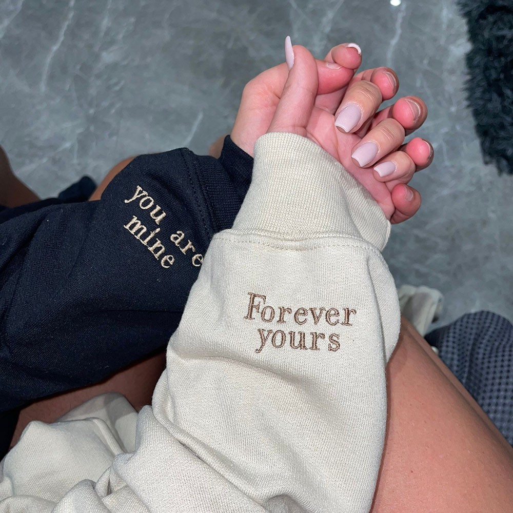 SHIP NEXT DAY❗❗Hot Sale Personalised Embroidered Forever yours You are mine Matching Hoodie Sweatshirt Couple Gifts 